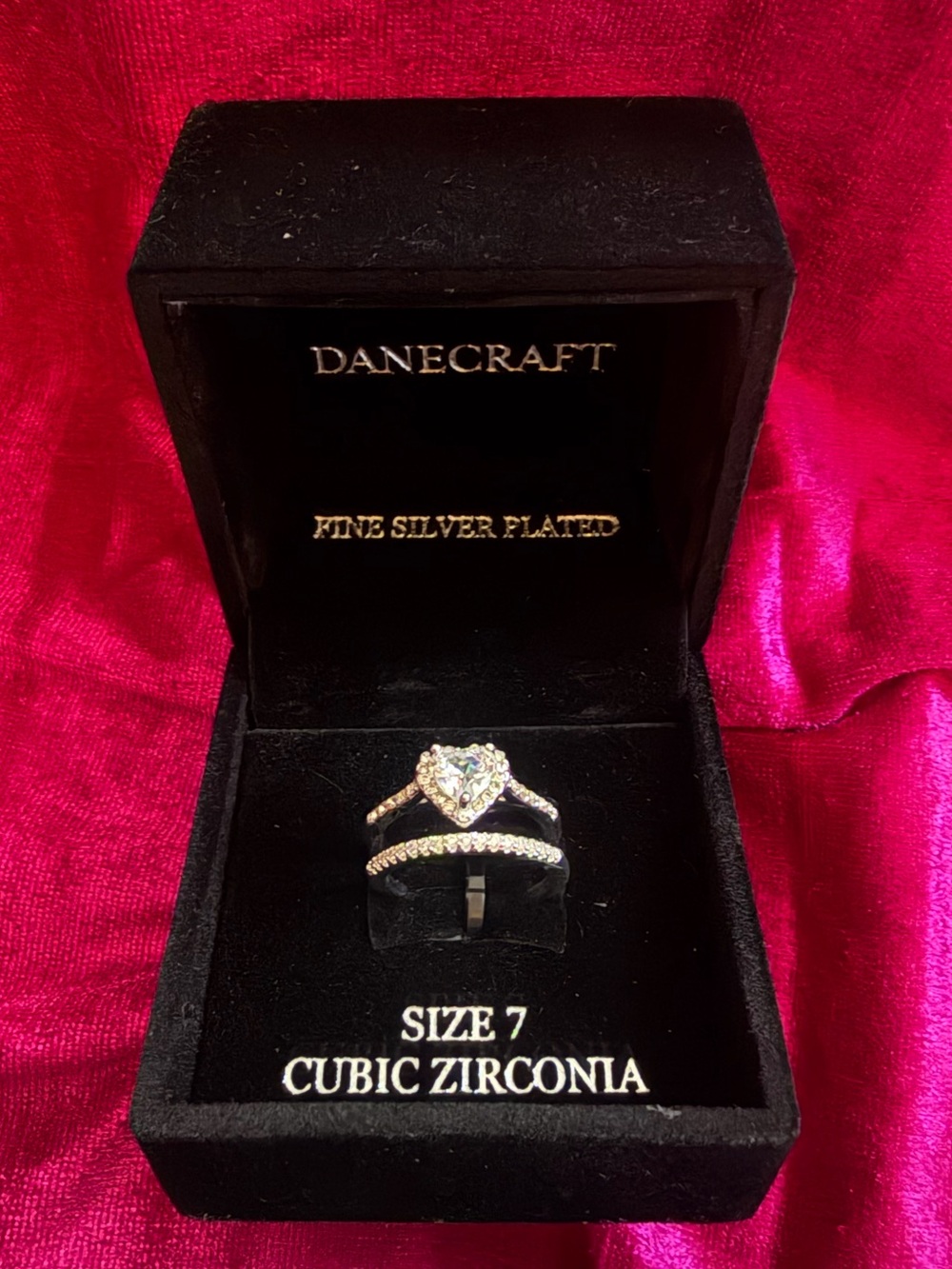 Craft Silver-Plated Heart Ring with White Stones - Silver